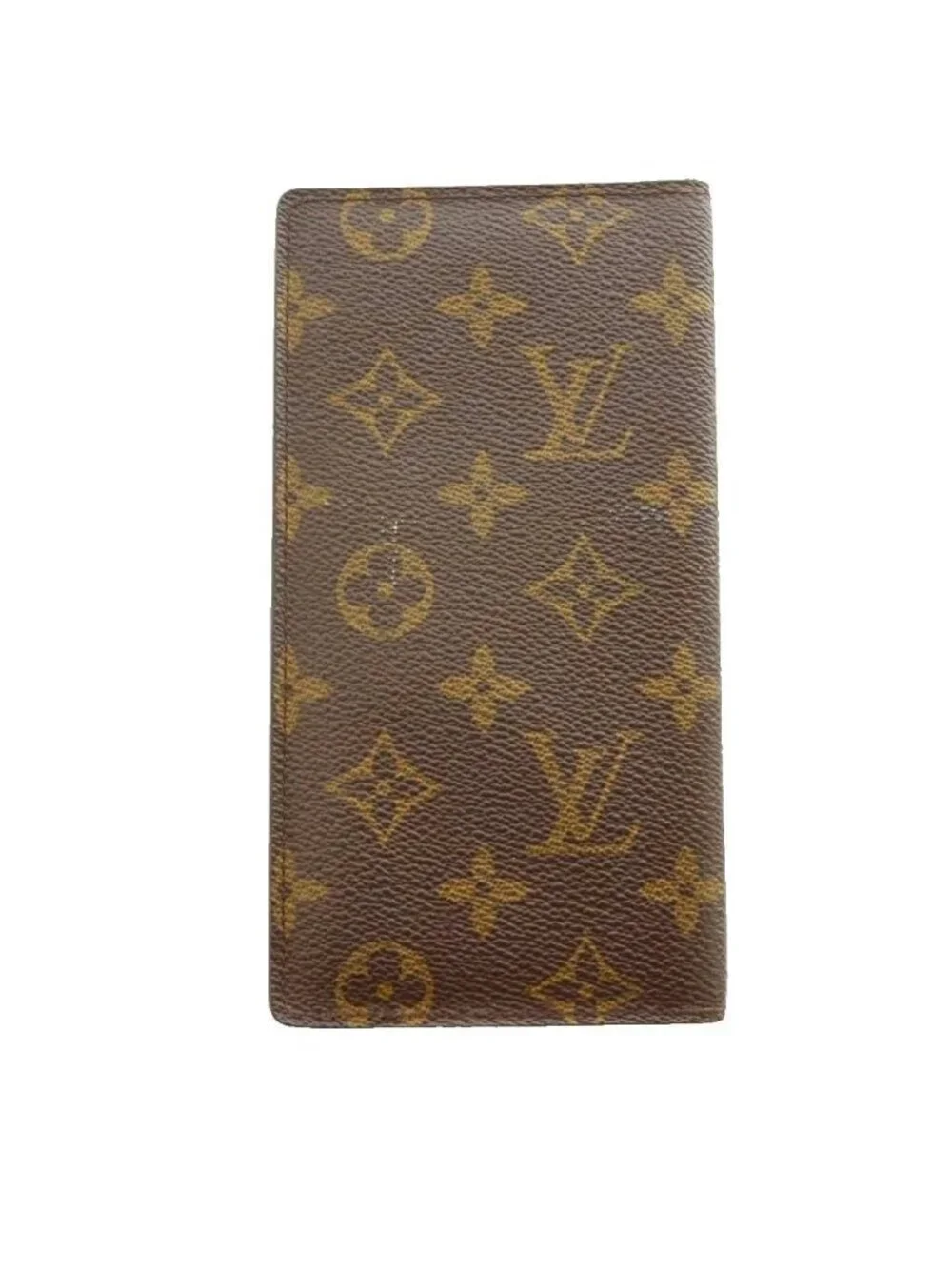 Louis Vuitton 2 Folding Wallet Leather Monogram Canvas Brown SS